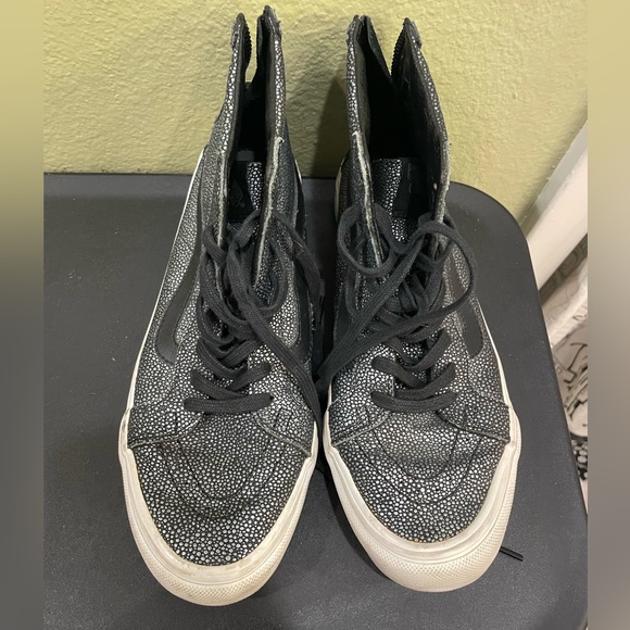 Vans High Top SK8 Metallic Black Silver Pebble Sneakers Unisex M 7.5 W 9 - Picture 15 of 16
